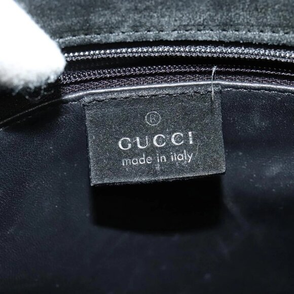 GUCCI Hand Bag Suede Black Silver 002 1025 Auth ep9555 - Picture 10 of 16